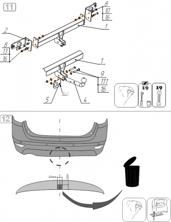 Фаркоп 9010-A Oris на Brilliance V5 2013-2017. Необходима подрезка бампера. Тип шара: A. Нагрузки: 1250/75 кг, масса фаркопа 17,3 кг (без электрики в комплекте) от магазина ФаркопРос